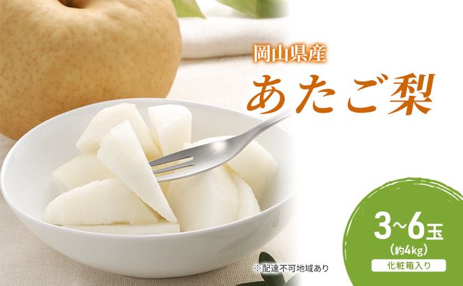 梨 2026年 先行予約 あたご梨 3-6玉（約4kg） 化粧箱入り なし ナシ 岡山県産 国産 フルーツ 果物 ギフト 