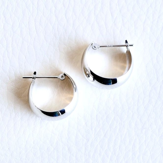 K14WG 14金 ホワイトゴールド 地金 ボリューム フープ ピアス (直径14mm) 保証書付 KO-0056 SWAD081