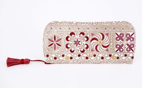 【文庫屋大関】メガネケース　錦紗＜ピンク＞【皮革工芸品】 ファッション小物 民芸品 