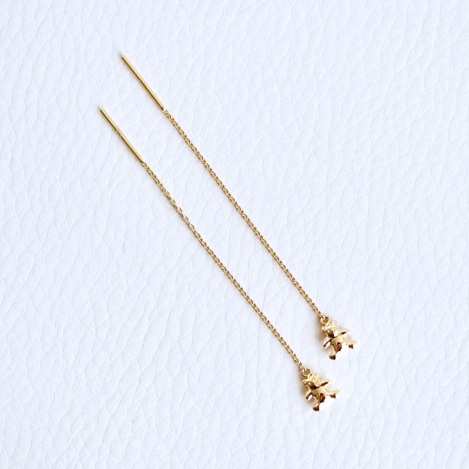 K18(18金) イエローゴールド 地金　クマ ベアー チェーン ピアス 保証書付 SMK-5250 242-023-a