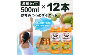 はちみつうめダイエット濃縮タイプ 500ml×12本 タマノイ酢 さっぱり梅風味 はちみつ入り 飲用アレンジや料理にも 日本製 お酢 | 梅酢ドリンク 濃縮 はちみつ梅ドリンク 梅ジュース 濃縮タイプ 梅シロップ 飲料用 梅ドリンク まとめ買い 健康管理 美容に嬉しいプロアントシアニジン（ポリフェノール）