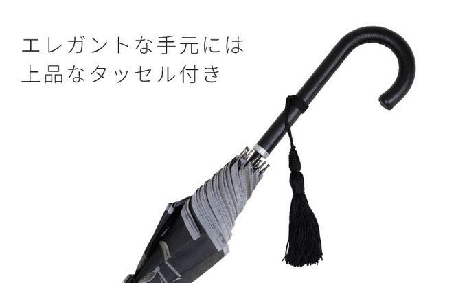 CB013　【槙田商店】晴雨兼用長傘　絵おり　百合　ブラック