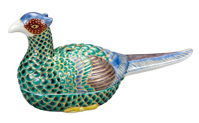 九谷焼　8.5号雉香炉　仁清風 a05 