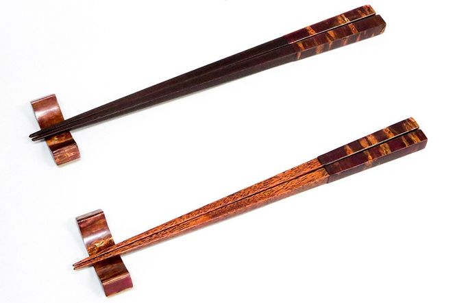 角館樺細工 夫婦箸うるし仕上 箸置きセット 角館工芸協同組合|02_kdk-050501