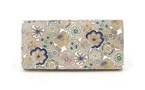 【文庫屋大関】束入れ 春らんまん＜瑠璃＞【皮革工芸品】 財布 お札 お札入れ 長財布 カード 小銭 牛革 手作り 日本製 墨田区 東京都