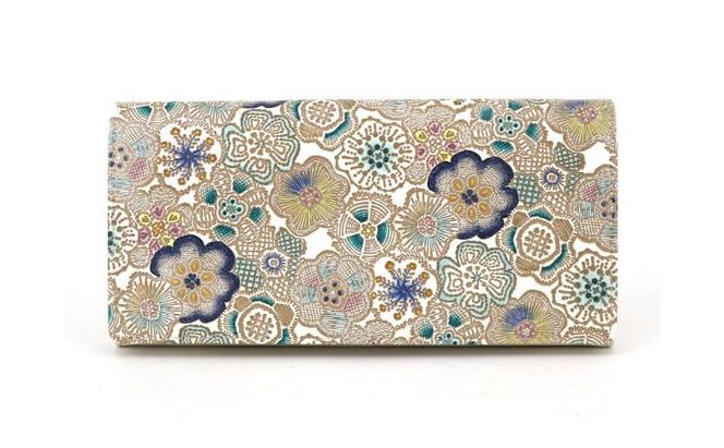 【文庫屋大関】束入れ 春らんまん＜瑠璃＞【皮革工芸品】 財布 お札 お札入れ 長財布 カード 小銭 牛革 手作り 日本製 墨田区 東京都