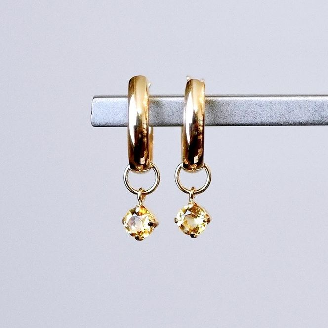K18(18金) イエローゴールド 2WAY ピアス 地金 シトリン フープピアス(直径10mm) 保証書付 SMK-5249 SWAD099-cit