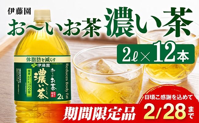 お茶 【期間限定】お～いお茶 濃い茶 2L×6本×2ケース 伊藤園[C07331]