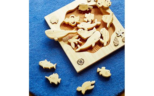 【CF-R7hbk】YKS034　山のくじら舎 海パズル 木製 玩具 知育玩具 おもちゃ パズル 男の子 女の子 かわいい おしゃれ ギフト 包装 ラッピング プレゼント 贈り物 贈答 出産祝い 誕生日祝い のし 熨斗対応 高知県産