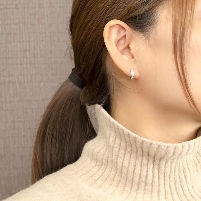 プラチナ フープ ピアス ダイヤモンド 0.1ct 片耳 レディース 中折れ式 フープピアス レディース pt900 240227bd400pu SWAA390
