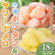 isa867 冷凍ボンタン9袋と冷凍サワーポメロ9袋食べ比べセット(合計18袋・各130g) 冷凍 ボンタン サワーポメロ 加工 食べ比べ 果物 フルーツ ハンドメイド 手づくり スムージー ヘルシー トッピング 爽やか おやつ 【薩摩美食倶楽部】