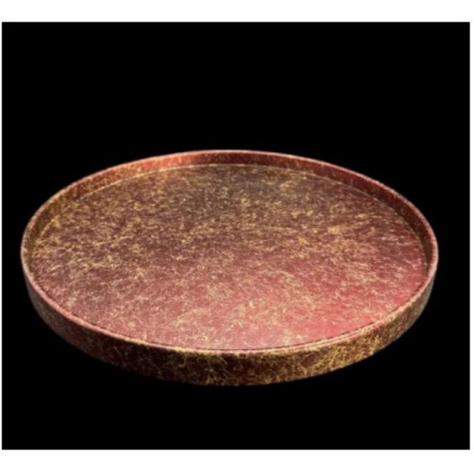 木製 丸トレイ 乱糸（マット仕上げ）赤溜［NF65］ 303446_CU90034VC01