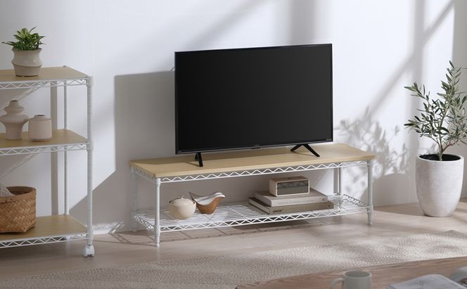 カラーメタルラック ローボード CML-10302 ホワイト テレビ台 おしゃれ テレビボード スチールラック メタルラック ラック 棚 カラーラック 幅101 奥行31 高さ30 スリム 収納 シンプル ヘッドボード テレビラック TV台 AVボード アイリスオーヤマ