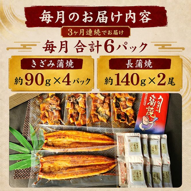 【静岡県産】きざみうなぎ蒲焼、長蒲焼セット(3カ月連続お届け) 鰻