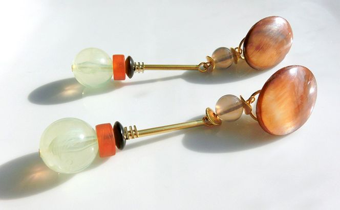 Jupiter ピアス アクセサリー 天然石 1個 [Q]handmadejewely【ゴールド グリーン ブラウン オレンジ シンプル クール エレガント 可愛い ハンドメイド ジュエリー 手作り  職人 上品 華やか ドレス 結婚式 大人の雰囲気 ギフト プレゼント】