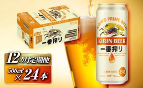 【12ヵ月定期便】キリン 一番搾り 500ml×24本　【定期便・ お酒 アルコール アルコール飲料 晩酌 家飲み 宅飲み 飲み会 集まり バーベキュー BBQ イベント 飲み物 缶ビール 】 ● 041009_EL034