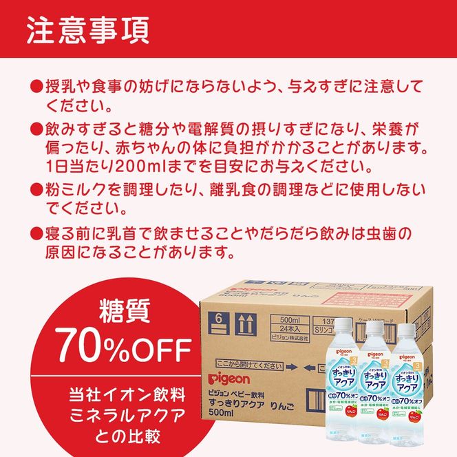＼ 選べるフレーバー ／【 ピジョン 】 すっきりアクア りんご ・ もも 500ml×24本 ペットボトル飲料 赤ちゃん 赤ちゃん用品 ベビー ベビー用品 ベビーグッズ 乳児 ベビー飲料 飲料 ペットボトル ジュース イオン飲料 お出かけ 飲み物 セット 水分補給 お水 あかちゃん キッズ 防災 ローリングストック 災害 備蓄