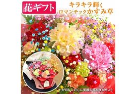 ミックススマイルバスケット ｜ フラワーアレンジメント 生花 花 ギフト ロマンチックかすみ草 七色 輝く カスミソウ カスミ草 かすみそう お祝い プレゼント アレンジ花 カラフル おしゃれ