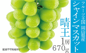 ぶどう 2026年 先行予約 シャイン マスカット 晴王 1房 約670g 晴れの国 おかやま 岡山県産 フルーツ王国 果物王国 食後 産地直送 [№5735-1305]