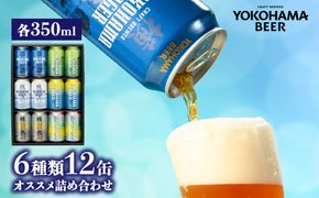 横浜ビール 缶ビール 6種類 オススメ12缶詰め合わせ | バラエティ セット お楽しみ 飲み比べ 詰合せ 黒ビール 白ビール ピルスナー セッションIPA お酒 350ml