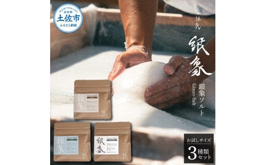 銀象ソルト Ginzo-Salt お試しサイズ３種類セット 塩 しお 調味料 天日塩 完全天日塩 国産 高知県産 ソルト ミネラル 健康 お試し セット スタンダード ミート【塩杜氏銀象】 [BQBX001]