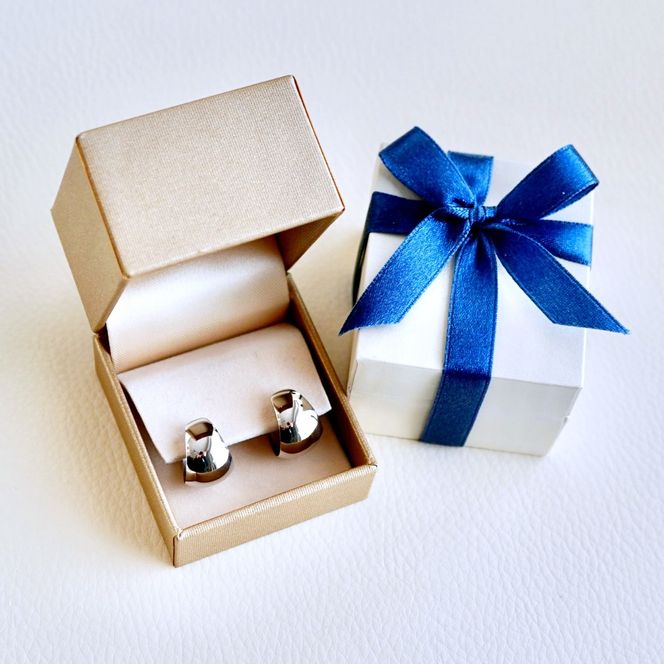 K14WG 14金 ホワイトゴールド 地金 ボリューム フープ ピアス (直径14mm) 保証書付 KO-0056 SWAD081