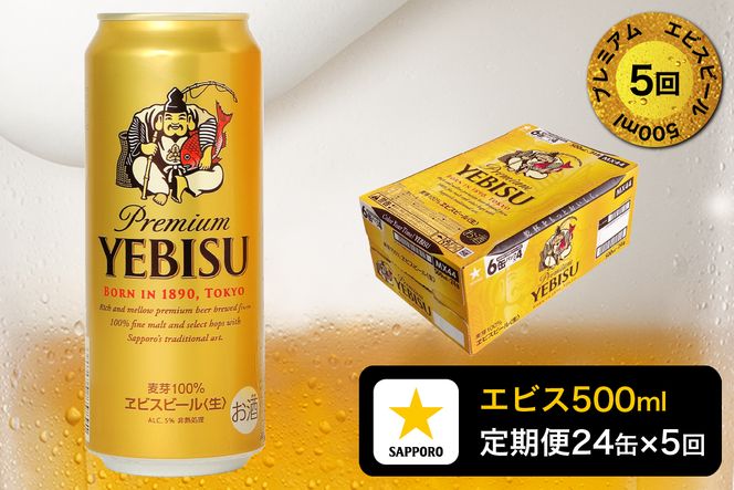 T0085-2205　【定期便5回】エビスビール500ml×1箱(24缶)