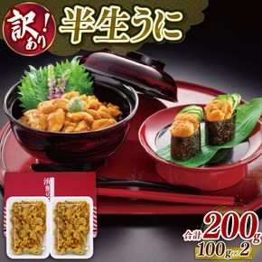 訳あり 半生うに 200g 100g×2 冷凍 うに キタムラサキウニ ミョウバン不使用