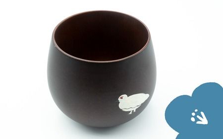 「信州の名工」による漆絵入り　木製エッグカップ(Ba-019)
