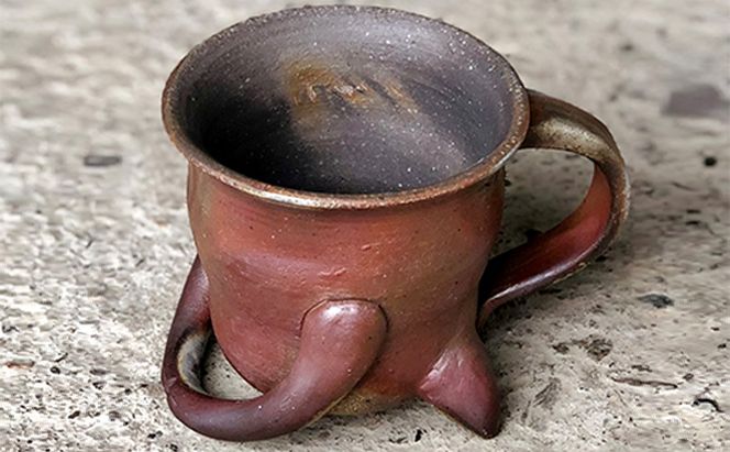 明光窯 ネコ の コーヒー カップ (1) 1個（ 備前焼 ） 陶器 猫 ねこ 食器 マグカップ 置物 インテリア 雑貨 日用品 