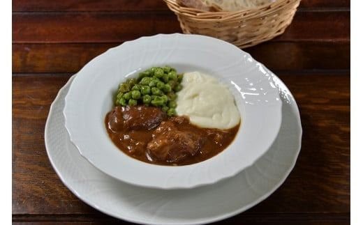 やな商店　デミハンバーグ・黒毛和牛牛丼の具・ビーフシチュー・合鴨ロースト・味付きジンギスカン（各１個）５種セット_HD085-016