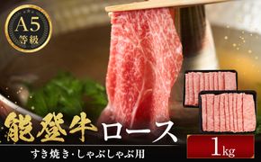 能登牛ロース　(しゃぶしゃぶ/すき焼き)　1kg(500g×2パック)　国産　石川県　A5ランク　黒毛和牛　牛肉 172111_DK006