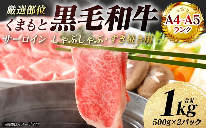 【A4～A5ランク】 【厳選部位】 くまもと黒毛和牛 サーロイン しゃぶしゃぶ すき焼き用 1kg （500g×2パック） 和牛 牛肉 お肉 黒毛和牛 鍋 冷凍 おかず 熊本県 八代市