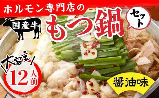 ホルモン専門店の国産牛もつ鍋セット 醬油味 12人前 2024年2月以降順次発送　JX001