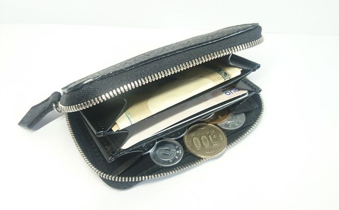 国産シュリンクレザー　ラウンドZIPコインケース ファッション小物 財布 ファスナータイプ 