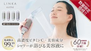 ＼ 数量限定価格！ ／ ＼ 選べるカートリッジ ／ LINKA esthé アロマエッセンス ビタミンシャワー フィルター シャワーヘッド 塩素除去99.99% サビ除去 ローズ ジャスミン ラベンダー ライム 香り バスタイム リラックス 高濃度ビタミンC 美容液成分 抗菌成分 髪 肌 [EV22-NT00]