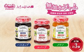 ◆ふらのジャム園◆ ジャム 3種（ ハスカップ/ルバーブ/メロン ）各1個 [ 無加水 ジャム 果物 フルーツジャム セット 詰め合わせ 富良野ジャム 北海道 ]