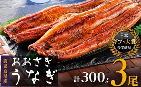 【数量限定】鹿児島県産うなぎ長蒲焼3尾　 (合計300g以上) 464686_A911