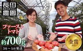 【お試し】 たった3ヶ月しか食べられない 幻 フルーツ トマト ファーストトマト 容量 約700g 特に美味しい 3月 ～ 5月 限定発送 長田農園 完全木熟栽培 果皮 薄い もっちり食感 甘い リコピン 野菜 碧南市 送料無料 H004-225