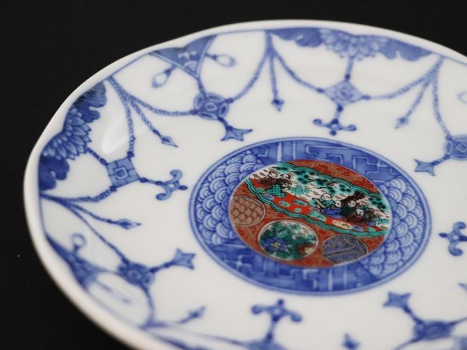 九谷焼　4.5号皿揃　時代絵（５枚セット）a01 食器 キッチン雑貨 キッチンアイテム 雑貨 小物 お皿 丸皿 食卓 テーブルコーディネート 