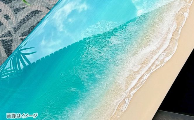 レジンアート 『波のキャンバス』 エメラルドグリーン ワイドパネル (W120×H40cm) アート インテリア 絵画 アートパネル おしゃれ 沖縄市 / Kays Artistry[BCAG021]