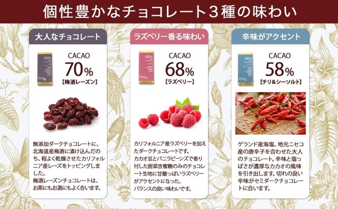 北海道 クラフト ダーク チョコレート 6種セット ダーク 梅酒 レーズン エスプレッソ ラズベリー ジンジャー ソルト  スイーツ お菓子 洋菓子 おやつ デザート 人気 グルメ お取り寄せ ギフト 冷蔵 送料無料 倶知安町