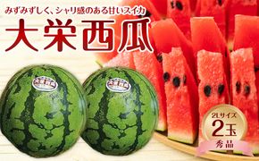 733.【先行予約】【ＪＡ】大栄西瓜 秀2Ｌ×2玉　※着日指定不可　※離島への配送不可　※2026年6月中旬頃～7月中旬頃に順次発送予定 313726_BN002