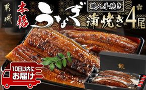 職人手焼きの本格うなぎ蒲焼き4尾≪みやこんじょ特急便≫_AD-3301-Q_(都城市) 鰻蒲焼 特製たれ付き 国産うなぎの蒲焼き 4尾 うなぎ