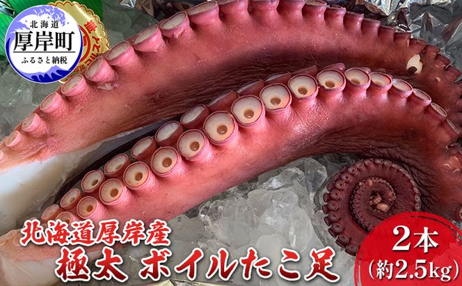 北海道 厚岸産 極太 ボイルたこ足 2本（約2.5kg） 魚介類 海鮮 海の幸 刺身 タコ焼き タコ飯 アヒージョ ミズダコ 真蛸 真空包装 急速冷凍 歯ごたえ 旨み 低糖質 低カロリー 