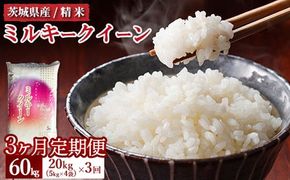 【定期便 3ヶ月】令和7年産　茨城県産 ミルキークイーン 精米20kg（5kg×4袋）　※離島への配送不可 ※2025年10月上旬頃より順次発送予定
