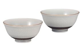 九谷焼　 組飯碗　白七宝　a02 食器 キッチン雑貨 キッチンアイテム 雑貨 食卓 テーブルコーディネート ペア茶碗 夫婦茶碗 