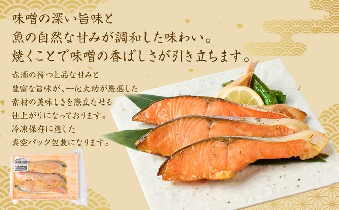 【定期便6回】酒蔵育ち 肥後のプレミアムサーモン 味噌漬け 3切入×1パック サーモントラウト 銀鮭 味噌漬け 赤酒 切身 切り身 和食 魚 おかず 熊本県 八代市