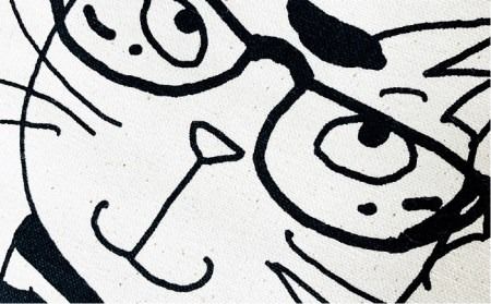 キャンパス 地 トート バッグ 「 めがね ちゃん 」 《糸島》【のび工房】 【いとしまごころ】[ADZ005] エコバッグ 猫 三毛猫 ぶち猫 かわいい 糸島