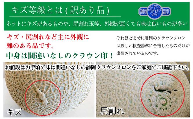 訳あり メロン 静岡 クラウンメロン 2玉 傷 不揃い 規格外 マスクメロン 人気 フルーツ 果物 おやつ デザート 高級 スイーツ 訳アリ 静岡産 静岡県 袋井市